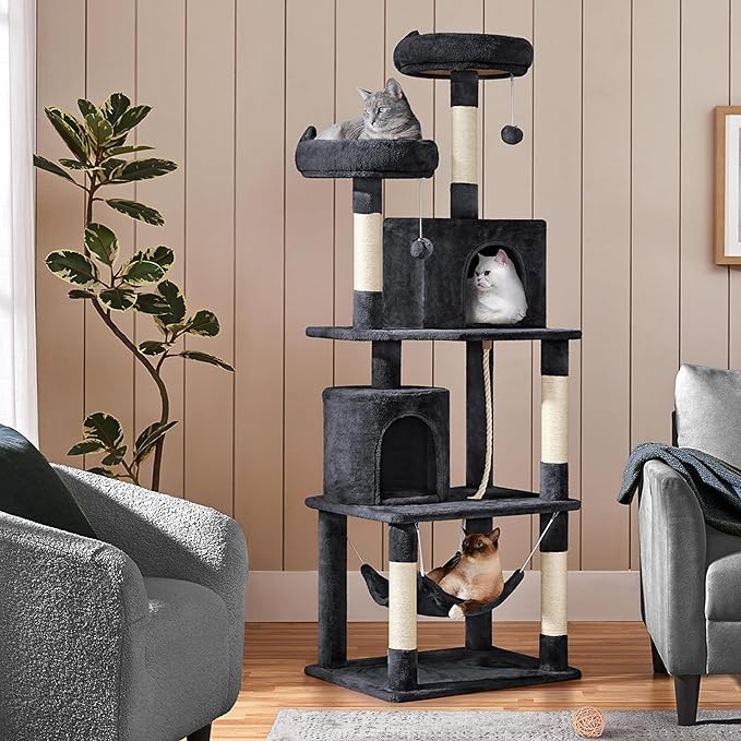 Topeakmart Multi Level Cat Tree 70.5in, Kitten Condo with 2 Condos & 2 Foam-Padded Perches, Cat Tower Furniture for Medium/Large Cats