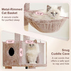 Heybly Cat Tree, 45.3-Inch Cat Tower for Indoor Cats with Large Perch, All-in-One Cat Furniture with Cozy Bed, Hidden Space Cat Condo, Comfy Hammock, Scratching Posts & 3 Pompoms, Muchroom HCT202SMU
