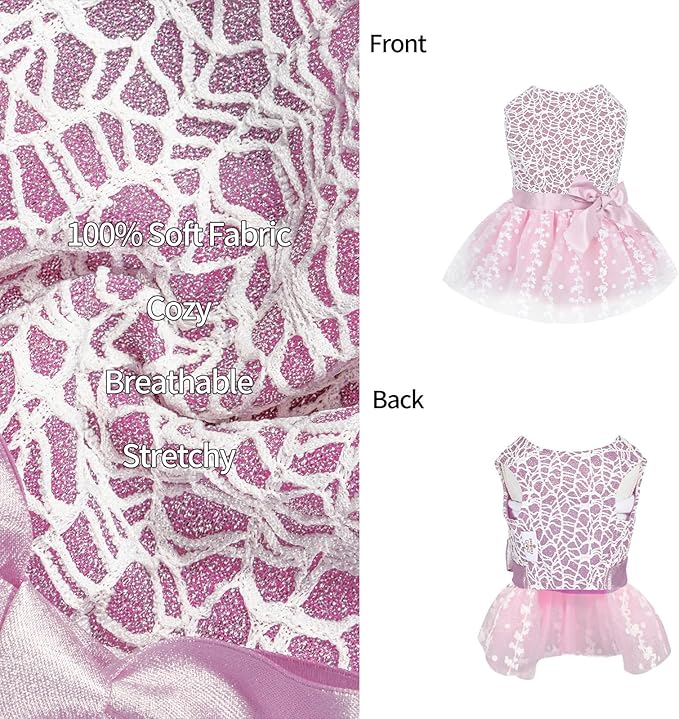 CuteBone Dog Birthday Dress Girl Puppy Skirt Tutu Cat Wedding Outfit Pet Party Clothes for Small Dogs Costume DD16M