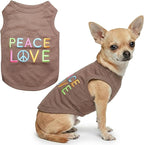 Parisian Pet Dog Shirt - 100% Cotton Peace Love Shirts for Small Dogs - Sleeveless Pet Clothes - Lightweight Dog T Shirts - Breathable Puppy Clothes - Stretchy Unisex Dogs Apparel