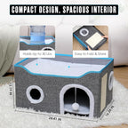 Houseables Cat House, Cat Cave Bed, Kitty House, Hideaway Pet Bed, Cathouse, Catbed, Kitten Hideout, Covered Pet Cave, Indoor Kitty Home, Hiding Spot, Enclosed Cubby Box, Fort Cube, w/Scratcher, Large