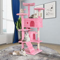 54" Multi-Level Cat Tree Tower with Scratching Posts, Toys & Condo - Space-Saving Design for Indoor Kittens, Compact Floor Footprint & Vertical Space for Multi-Cat Homes-Pink