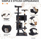 Cat Tree for Indoor Cats, Multi-Level Cat Tower with Scratching Posts & Cozy Condo, Space Saving Cat Activity Center, Durable Pet Play House (54in,Dark Gray)