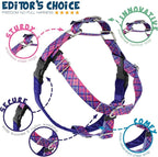 2 Hounds Design - Freedom No-Pull Harness & Training Leash in Pink and Purple | Dual Leash Loops, No Pulling on Walks | Lined to Prevent Chaffing | for Large Sized Dogs (Size L, Chest 28”- 32”)