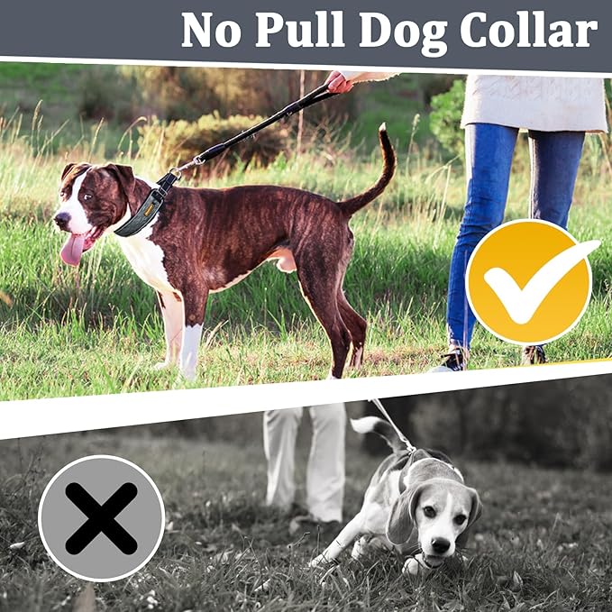Mayerzon Martingale No Pull Collar for Large Medium Dogs Pitbull German Shepherd Rottweilers, Patented Reflective Anti Pull Dog Walking Collar with Buckle for Training Hiking, Adjustable(L, Grey)
