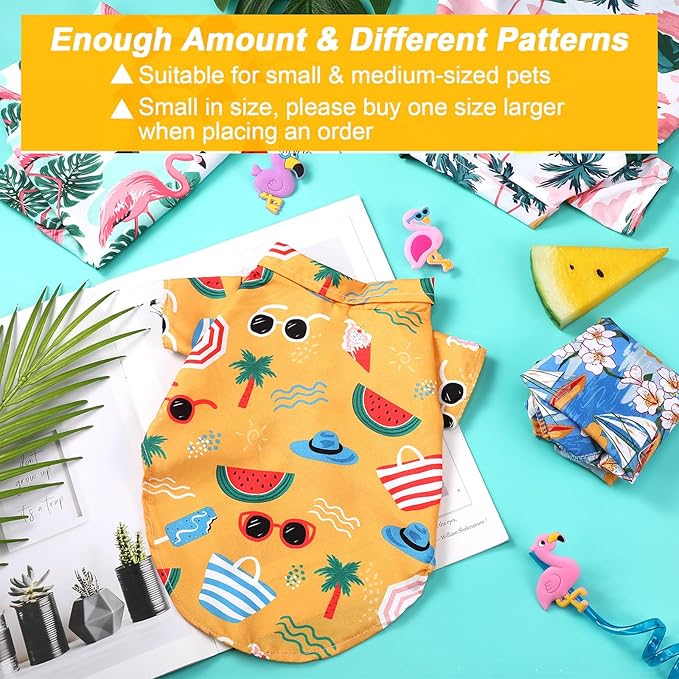 Weewooday 4 Pieces Small Pet Summer T-Shirts Hawaii Style Floral Pet Dog Shirt Breathable Cool Clothes Beach Seaside Puppy Sweatshirt for Puppy(Lovely Style,2X-Large)