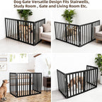 ZJSF Freestanding Indoor Dog Gate for House Foldable Wood Black Puppy Gate for Doorways Pet Gate for Stairs Extra Wide Pet Fence 24" Height 3 Panels