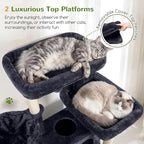 Globlazer Large Cat Tree, 72 inch Tall Cat Climbing Tower for Indoor Large Adult Cats Multi-Level Furniture Tree House with 2 Cozy Perches, 2 Padded Condos, 5 Sisal Scratching Posts, F72G, Dark Grey