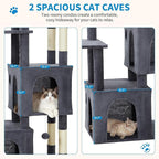 61" Large Cat Tree Tower for Indoor Cats, Heavy-Duty Multi-Level Cat Condo for Maine Coon & Big Cats with Extra-Large Perch, 2 Spacious Houses, Sisal Scratching Posts & Hanging Toys-Dark Gray