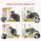 PawHut Flower Cat Tree, 74" Large Cat Tower for Indoor Kittens with 2 Spacious Condos, Sisal Scratching Posts, 2 Hanging Balls, Perches, Ramp, Bed, Pink