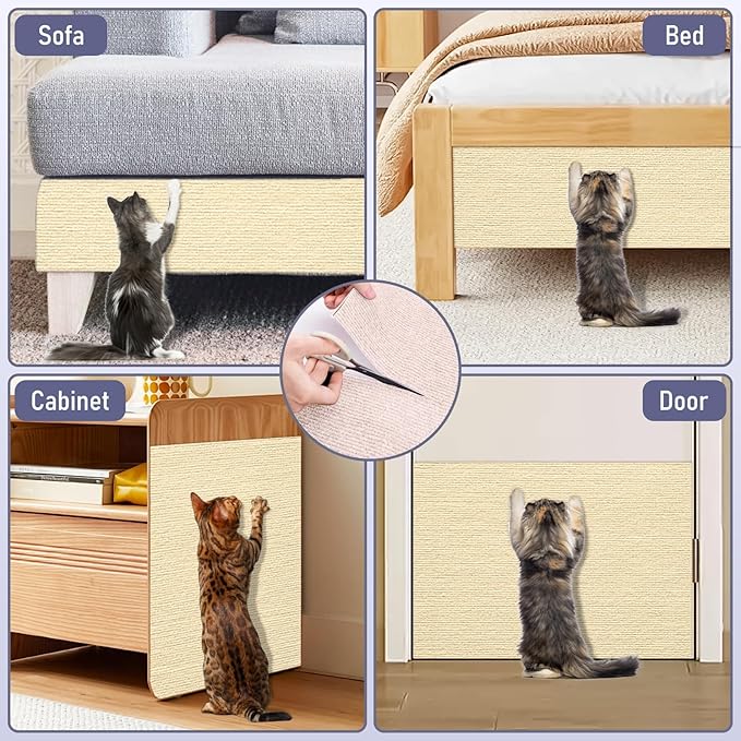 Cat Scratching Furniture Protector Self Adhesive Trimmable Protective Sofa Carpet Leather Furniture Pad Replacement for Cat Tree Shelves DIY Pet Scratch Protector (Brown, 15.7"x78.7")
