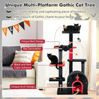 PETSITE Gothic Cat Tree, 53 Inch Multi-Level Cat Tower with Scratching Posts, Cat Bed, Arch-Shaped Condo, Pompom and Spring Balls, Goth Cat Tree for Indoor Cats Large