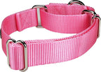 Mikivery Martingale Dog Collar Nylon Adjustable and Safety Training Colourful Comfortable Metal Buckle Pet Collars for Small Medium and Large Dogs(BabyPink,M)