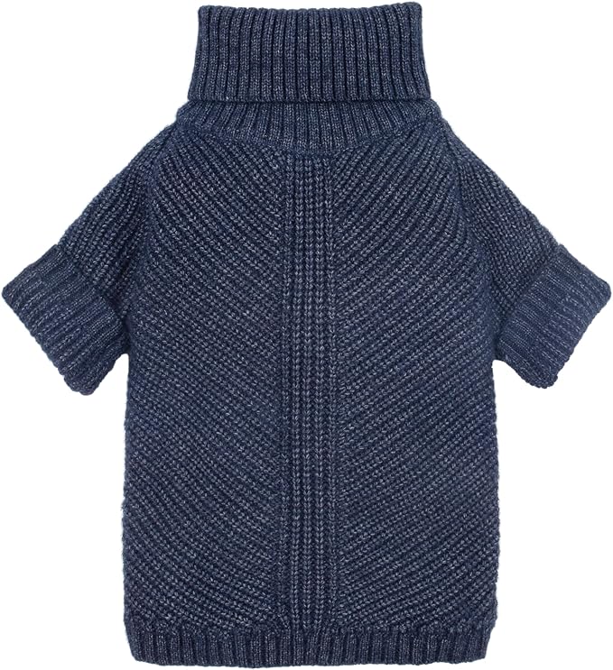 Fitwarm Turtleneck Knit Dog Sweater, Thermal Dog Winter Clothes for Small Dogs Boy Girl, Cozy Sweaters for Dogs, Doggy Pullover Jumper, Pet Outfit, Heather Navy Blue, Small