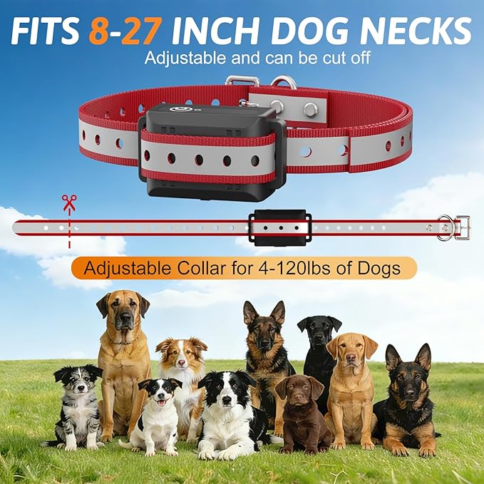 Dog Shock Collar 3280FT Dog Training Collar with Remote IPX7 Waterproof Electric Dog Collar with 4 Training Modes Beep Vibration Static Electricity Flashlight for Small Medium Large Dog