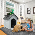 YITAHOME Dog House Outdoor Plastic Doghouse Water Resistant Pet House with Adjustable Skylight and Elevated Base for Small, Medium, and Large Dogs
