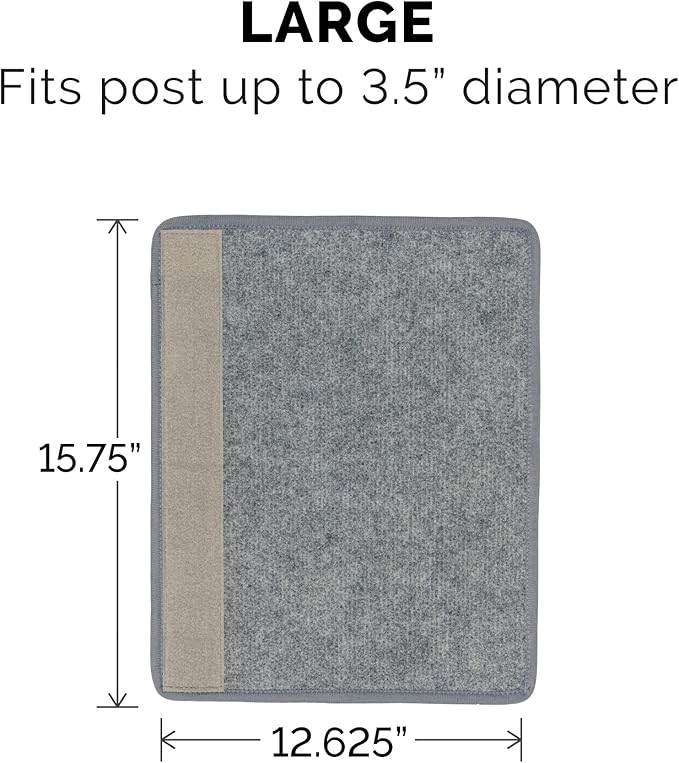 Furhaven Wrap Around Scratching Post Cover for Indoor Cats, Fits Posts Up to 3.5" Diameter, Durable & Less Mess - Tiger Tough Carpet Scratch Mat - Gray, Large