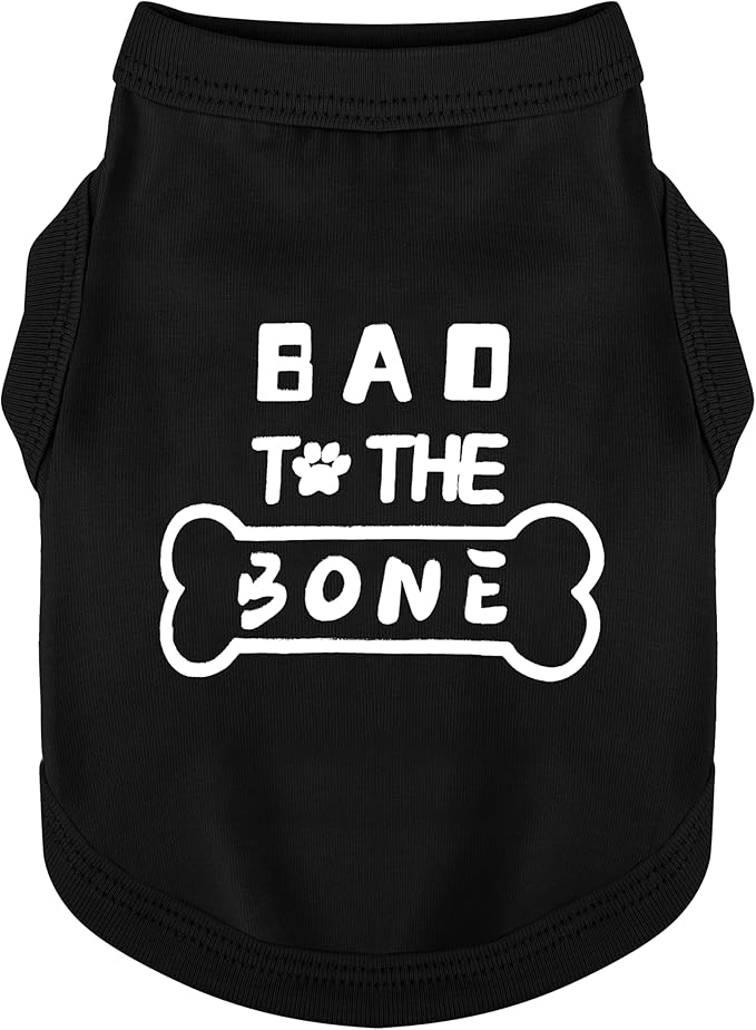 Discover Cozy Cotton Canine Wear: Soft, Lightweight, and Breathable Dog Shirt Vest with Eye-Catching Graphics(Bad to the Bone), Keeping Your Furry Friend Warm and Comfy! Black XL