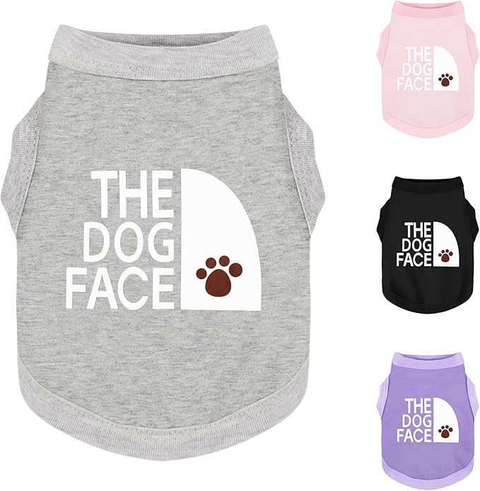 Personality Canine Attire: Soft, Lightweight Cotton Dog Clothes with 'The Dog Face' Print. Small and Medium Breeds, Perfect for Everyday Wear, Comfortable and Breathable Dog Shirt Grey 3XL