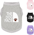 Personality Canine Attire: Soft, Lightweight Cotton Dog Clothes with 'The Dog Face' Print. Small and Medium Breeds, Perfect for Everyday Wear, Comfortable and Breathable Dog Shirt Grey L