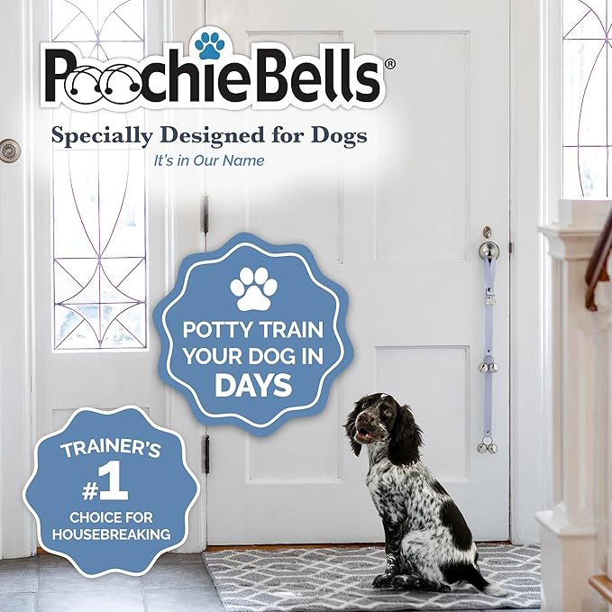 PoochieBells Dog Door Bells for Potty Training, Quick & Easy Puppy Potty Training Method Included, Handcrafted in USA with Loud, Paw-Safe Bells, Wisteria