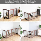 Dog Fence Indoor,Dog Gate Indoor for Doorway pet gate -3-Panel Freestanding, Hallways, House or Stairs -60x24-Inch Retractable Foldable Expandable Wood Pet by SFJC (Brown) ﻿