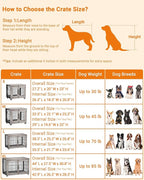 Dog Crate Furniture with Cushion, Wooden Dog Kennel Indoor with Double Doors, Dog Cage with Wheels, Dog House Side End Table for Large Dogs up to 85 lb, 44" L, Grey
