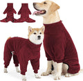 ROZKITCH Fleece Dog Pajamas for Large Dogs, Breathable Extra Large Stretch Coat, Suitable for Adult Giant-Sized Dogs, Large Pet Jumpsuit Four-Legged Dog Clothes Red 3XL