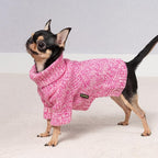 Fitwarm Knitted Turtleneck Dog Sweater, Cozy Dog Winter Clothes for Small Dogs Girl, Holiday Pet Outfit, Heather Pink, Small