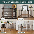Cumbor 36.6-64" Extra Wide Baby Gate for Stairs, Dog Gates for Doorways, Auto-Close Pet Gate Indoor, Pressure Mounted Walk Through Safety Child Gate for Kids Toddler, Tall Pet Puppy Fence Gate, Brown