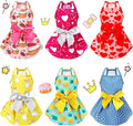 Frienda 6 Pieces Bowknot Princes Puppy Dog Dress Floral Vest Skirt Summer Pet Dress Dog Cute Rosette Sundress Apparel for Puppy Cat Pet(M)