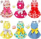 Frienda 6 Pieces Bowknot Princes Puppy Dog Dress Floral Vest Skirt Summer Pet Dress Dog Cute Rosette Sundress Apparel for Puppy Cat Pet(M)