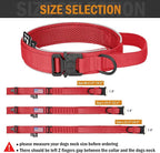 HYDEME Tactical Dog Collar, Alpine Loop Adjustable Military Training Nylon Dog Collars with Handle and Reflective for Small Medium Large Dogs, with Airtags Protective Case & Patches.(L,Red)
