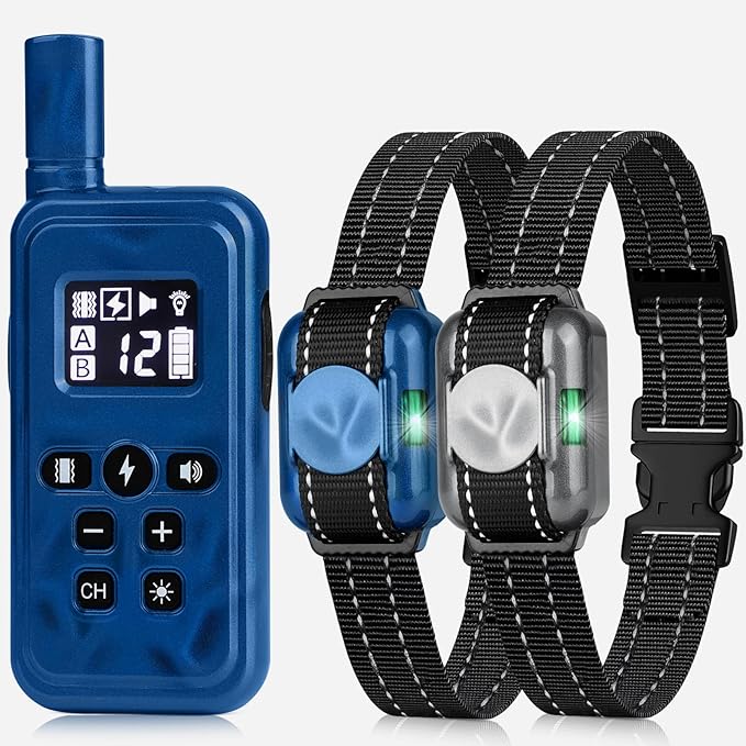 Ultra-Small Dog Shock 2 Collars, Ultra-Thin & Light Dog Training 2 Collars with Remote for Small 2 Dogs 5-15lbs & Medium Large Dogs, 2000ft Range, Waterproof, Rechargeable