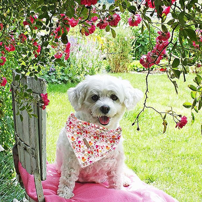 Elegant Little Tail Reversible Washable Cotton Dog Bandana - 1PC Triangle Kerchief Bib Scarf for Small, Medium & Large Dogs