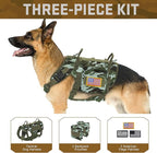 Forestpaw Dog Harness for Large Dogs,Tactical Dog Harness with Handle,No Pull Military Service Dog Vest with Pockets Adjustable for Walking Training,Camo Green,Chest 21.5-45"