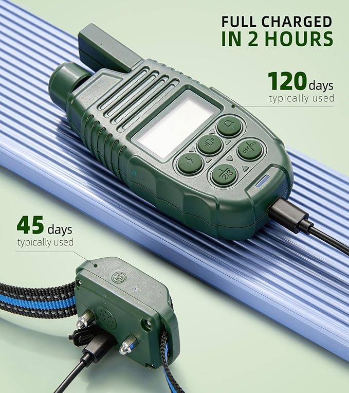 Shock Collar for Dogs, 4200FT Dog Training Collar with Remote for 15-120lbs Small Medium Large Dog, IP68 Waterproof Rechargeable E Collar with 3 Training Modes: Beep, Vibration, Safe Shock（Green）