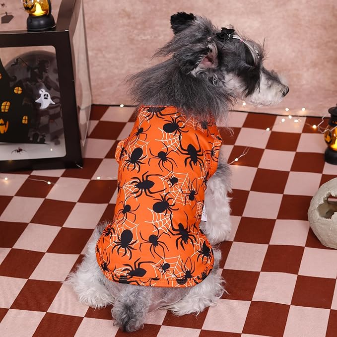 CuteBone Halloween Dog Shirts 2-Pack Soft Pet Clothes Breathable Summer Vest for Small Puppy and Stretchy Cat Apparel 2BX22XL