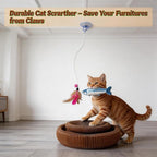 Collapsible Round Cat Scratcher Lounge Bed,Accordion Cardboard Scratching Board for Indoor Large Cats, Kitten Bed & Play Toy,14.2 inch