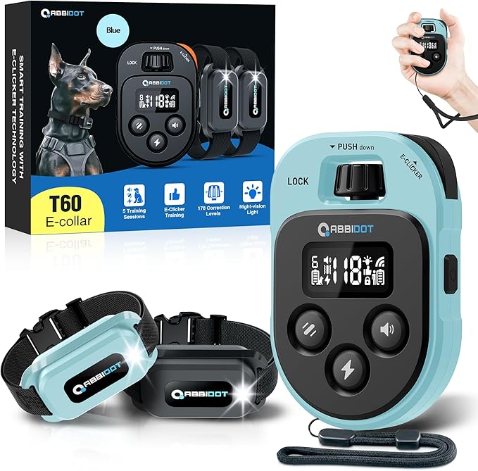 ABBIDOT Shock Collar for Dogs, 4500FT Dog Training Collar with Remote，IPX7 Waterproof Rating，6 Training Modes (Beep, Vibration, Safe Shock), Enhanced Night Light, Rechargeable E-Collar （10-130 lbs）