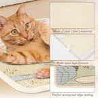 Sisal Cat Scratcher Mat, Durable and Shedding Resistant Cat Scratching Pad with Pattern, 19.69x13.78 Inch Anti Scratch Furniture Protector for Wall Couch Carpet (Yellow)