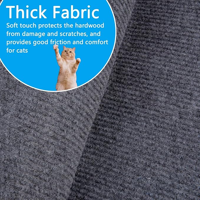 Cat Scratching Mat - 118"x16" Trimmable Carpet, Large Self-Adhesive DIY Roll, Tree Shelves Replacement Pad, Couch Furniture Protector, Toy Ball & Strong Tape