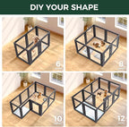 FXW AuraSpace Acrylic Indoor Dog Playpen for Puppies and Small Dogs, 24 Inch, 8 Panels, Black