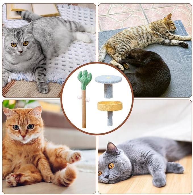Cat Tree for Indoor Cats,Cactus Cat Climber Stand - Interactive Cat Tree Playhouse, Removable Cat Climber Stand with Space, Scratching Posts, Balls for Small Large Cats