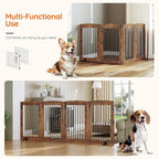 HOOBRO Indoor Dog Gate with Support Feet, 31.5 Inch 4 Panels, Freestanding Pet Gate for Doorway, Stairs, Folding Dog Fence, 360° Hinge for Easy Access, Sturdy Iron Pipe, Rustic Brown BF64PP03
