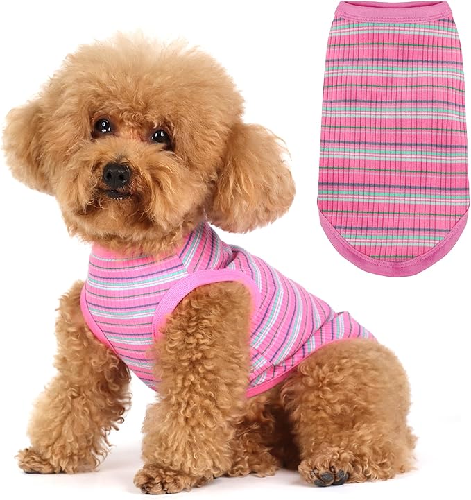 Elevate Your Pet's Comfort and Fashion: Premium 100% Cotton Rib Dog Shirt Vest for Small Breeds Like Chihuahuas, Yorkies, and Puppies .Year-Round Style with Tank-Style Puppy Attire Light Purple M