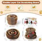 2 PCS Magic Organ Cat Scratcher Board with 6 Balls, Foldable Recyclable Accordion Cats Toy with Ball and Track Adventure, Cat Scratching Pad, Retractable Reversible Furniture Protector(Brown)
