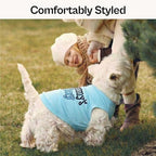Parisian Pet Dog Shirt – 100% Cotton Shirts for Small Dogs – Blue Sleeveless Puppy Clothes – Lightweight and Breathable Dog Apparel – Boy Dogs Clothes - Stretchy Mommy’s Boy Pet Shirt