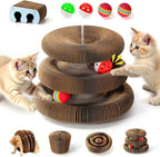 Double Layer Magic Organ Cat Scratcher Board with 4 Interactive Balls, Foldable Scratching Pad for Indoor Cats, Magnetic Interactive Organ Toy, Portable Cat Toys for Apartment, Travel, New Owner