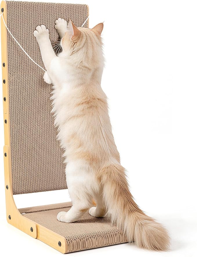 27.6 Inch Cat Scratching Post, Premium L-Shaped Cat Scratcher, Wall-Mounted Scratch Pad for Indoor Cats